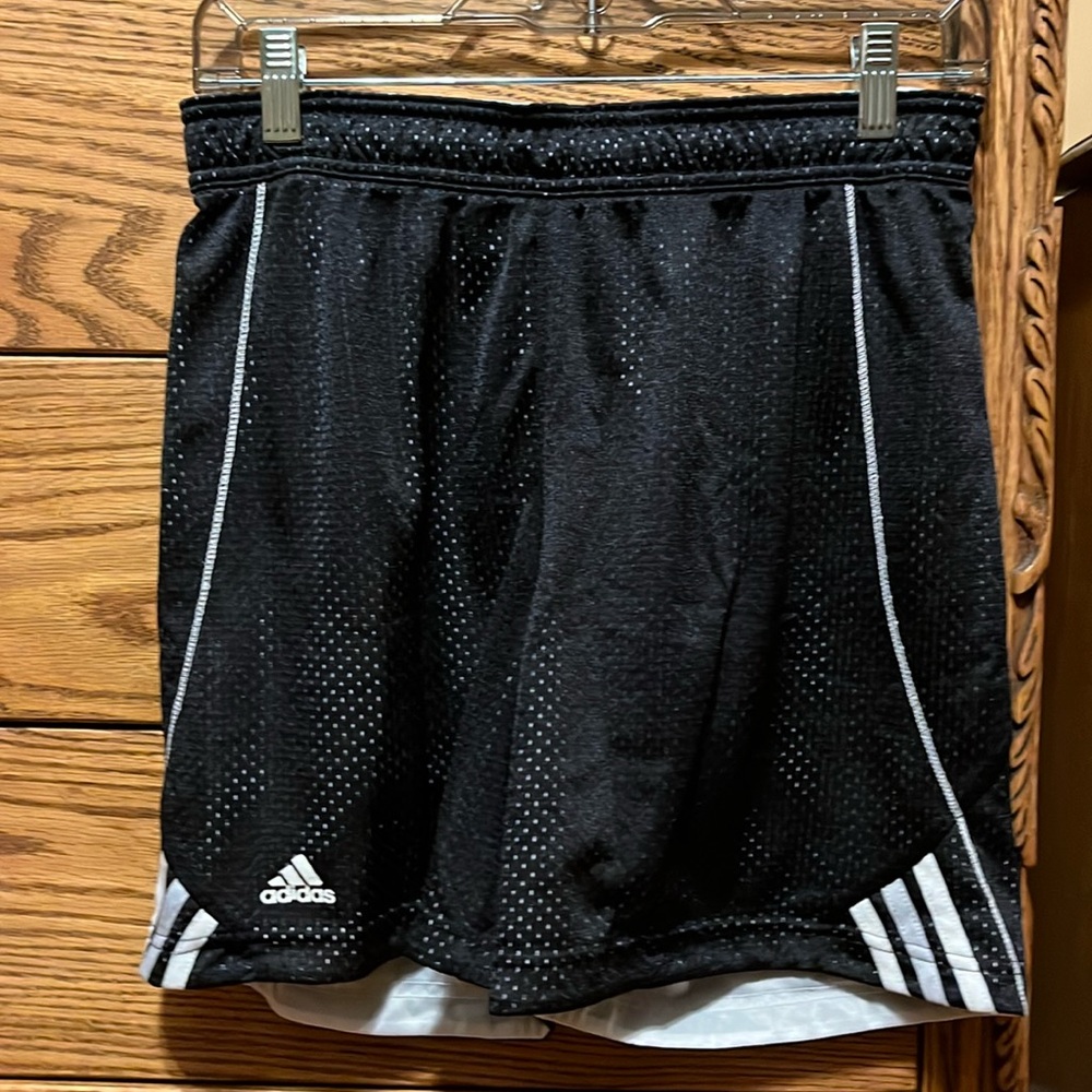 Women’s reversible black and white adidas athletic shorts